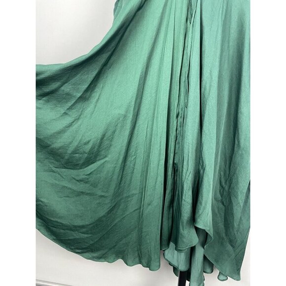 Selfie Leslie Forest Green Ava Cowl Neck Satin Drawstring Midi Dress Size XS - Picture 10 of 12
